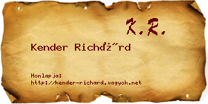 Kender Richárd névjegykártya