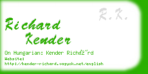 richard kender business card